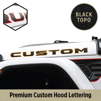 Premium Black Topo Hood Lettering | Set of 2