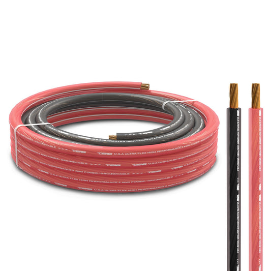 8-GA Ultra Flex OFC Ground Power Cable 5 Ft Black and 20 Ft Red Kit