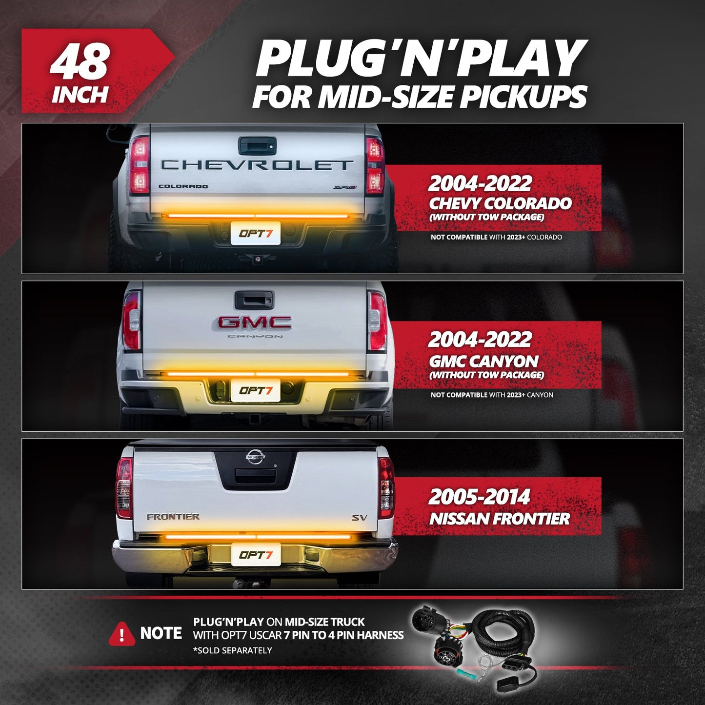 Redline Parlux Triple Row Tailgate Light Bar with Reverse & Sequential Turn Signals