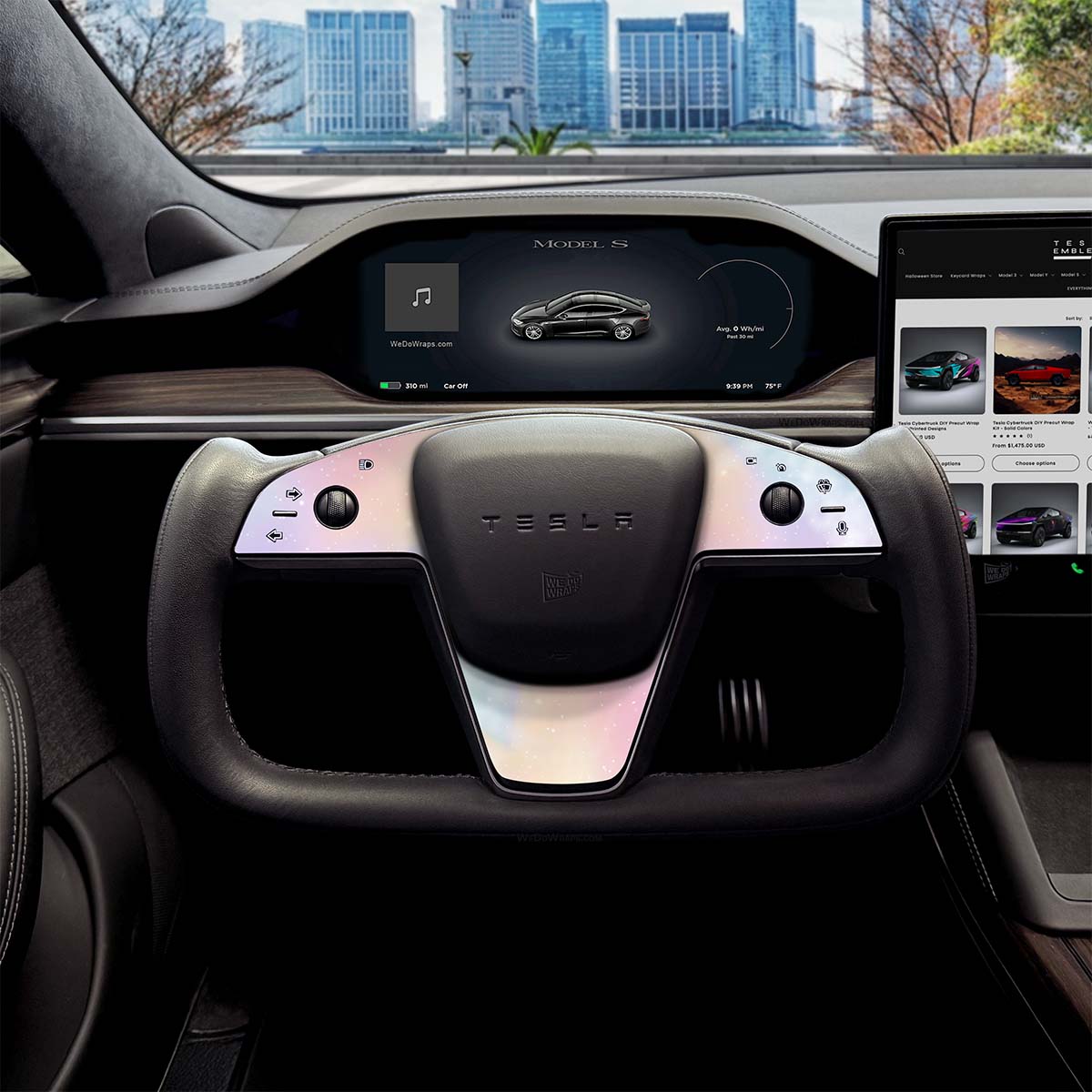 Pastel Galaxy Tesla Steering Wheel Trim Decal Kit (3pcs) | Model S ’21-26