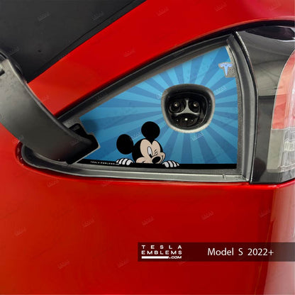 Peekaboo Mickey Tesla Charge Port Wrap | Model S