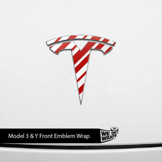 Peppermint Tesla Emblem Decals (Front + Back Emblem Decals) | Model Y