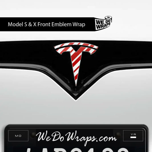 Peppermint Tesla Emblem Decals (Front + Back Emblem Decals) | Model S