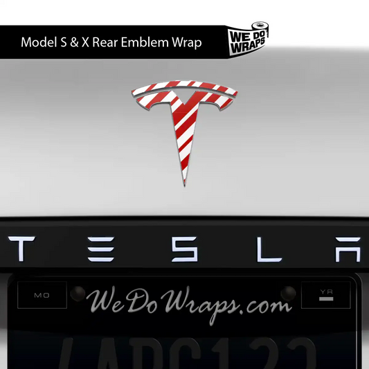 Peppermint Tesla Emblem Decals (Front + Back Emblem Decals) | Model X