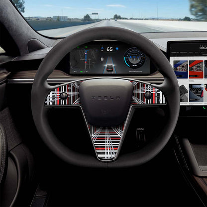 Plaid Performance Mode Tesla Steering Wheel Trim Decal Kit (3pcs) | Model X ’21-26