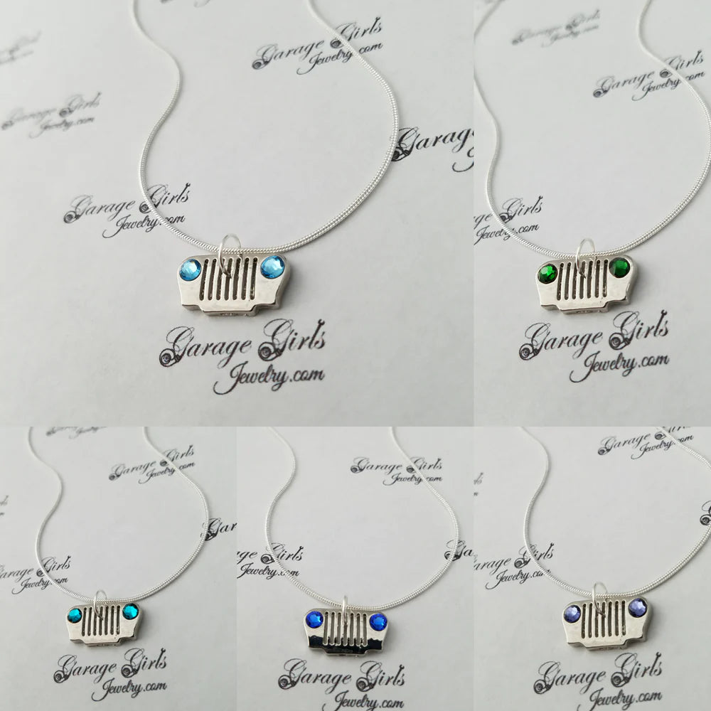 Jeep Grill Crystal Headlight Necklace