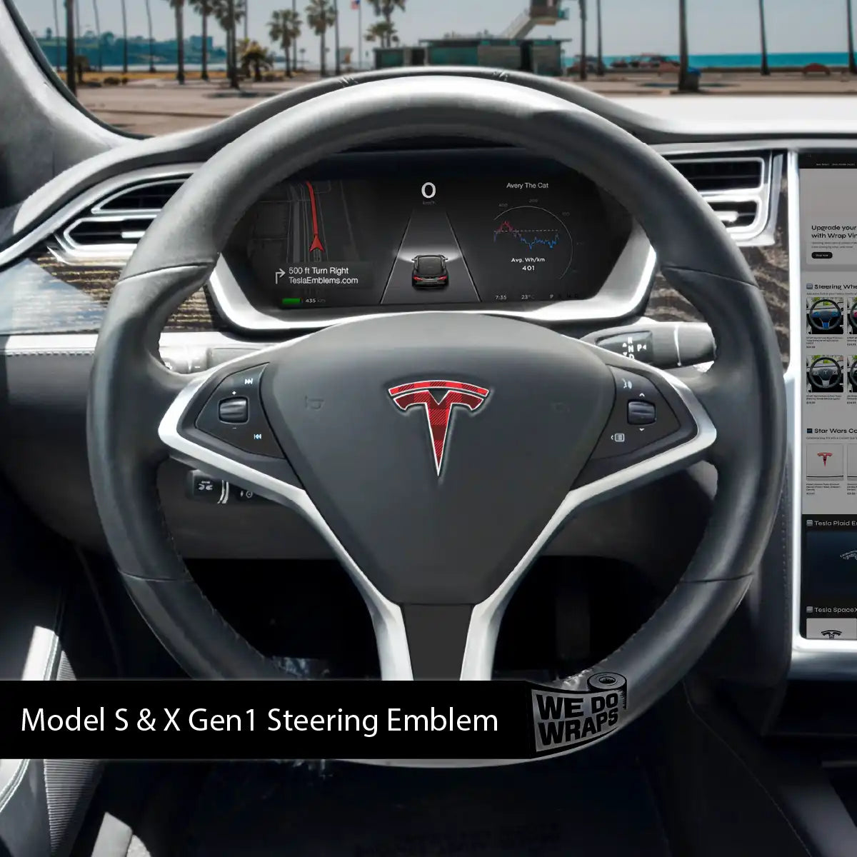 Buffalo Plaid Tesla Steering Wheel Emblem Decal | Model X