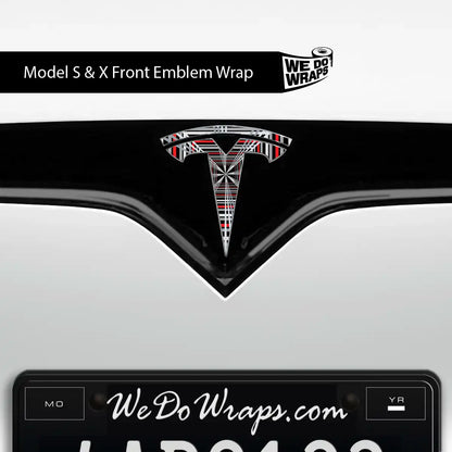 Plaid Performance Mode Tesla Emblem Decals (Front + Back) | Model X
