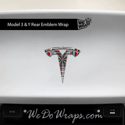 Plaid Performance Mode Tesla Emblem Decals (Front + Back) | Model 3
