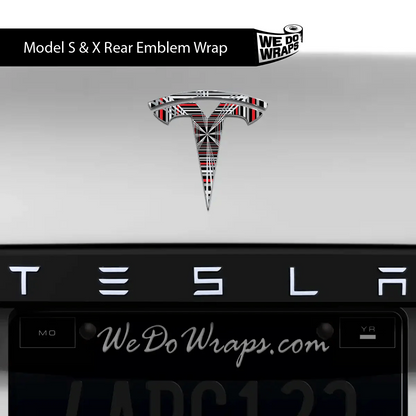 Plaid Performance Mode Tesla Emblem Decals (Front + Back) | Model X