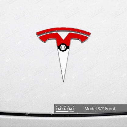Poké Ball Tesla Emblem Decals (Front + Back) | Model 3
