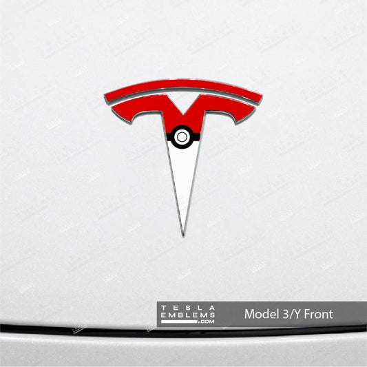 Poké Ball Tesla Emblem Decals (Front + Back) | Model 3