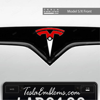 Poké Ball Tesla Emblem Decals (Front + Back) | Model X