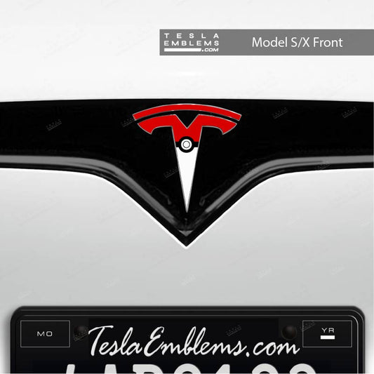 Poké Ball Tesla Emblem Decals (Front + Back) | Model X