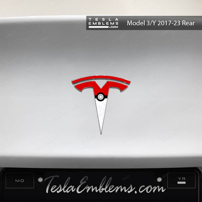 Poké Ball Tesla Emblem Decals (Front + Back) | Model 3