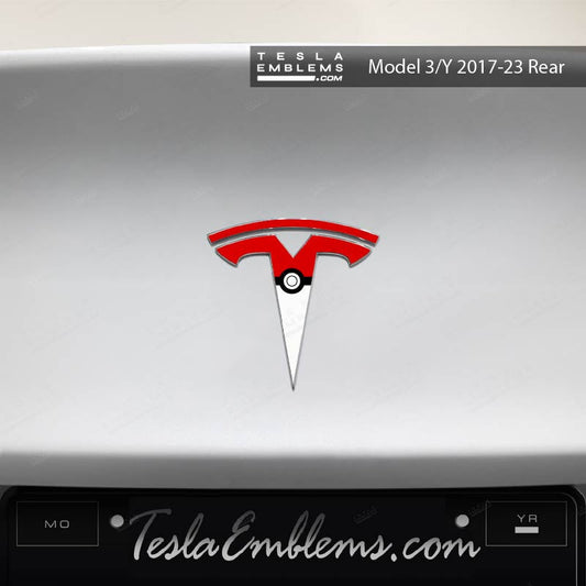 Poké Ball Tesla Emblem Decals (Front + Back) | Model 3