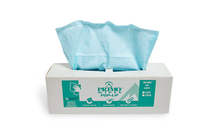 Primo® Wipes Blue Shop Towels Pop-Up Dispenser Box | 100 Count | Telesto