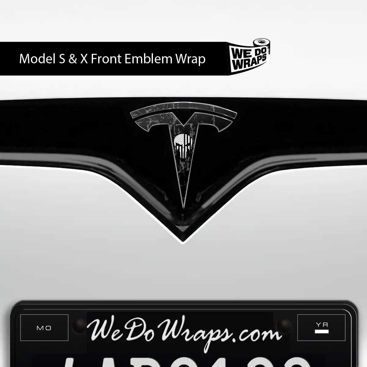 Punisher Skull Tesla Emblem Decals (Front + Back) | Model S