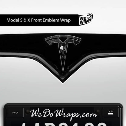 Punisher Skull Tesla Emblem Decals (Front + Back) | Model S