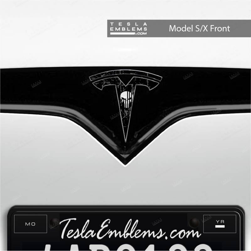 Punisher Tesla Emblem Decals (Front + Back) | Model X