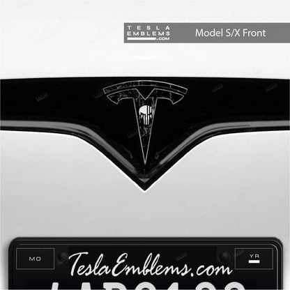 Punisher Tesla Emblem Decals (Front + Back) | Model X