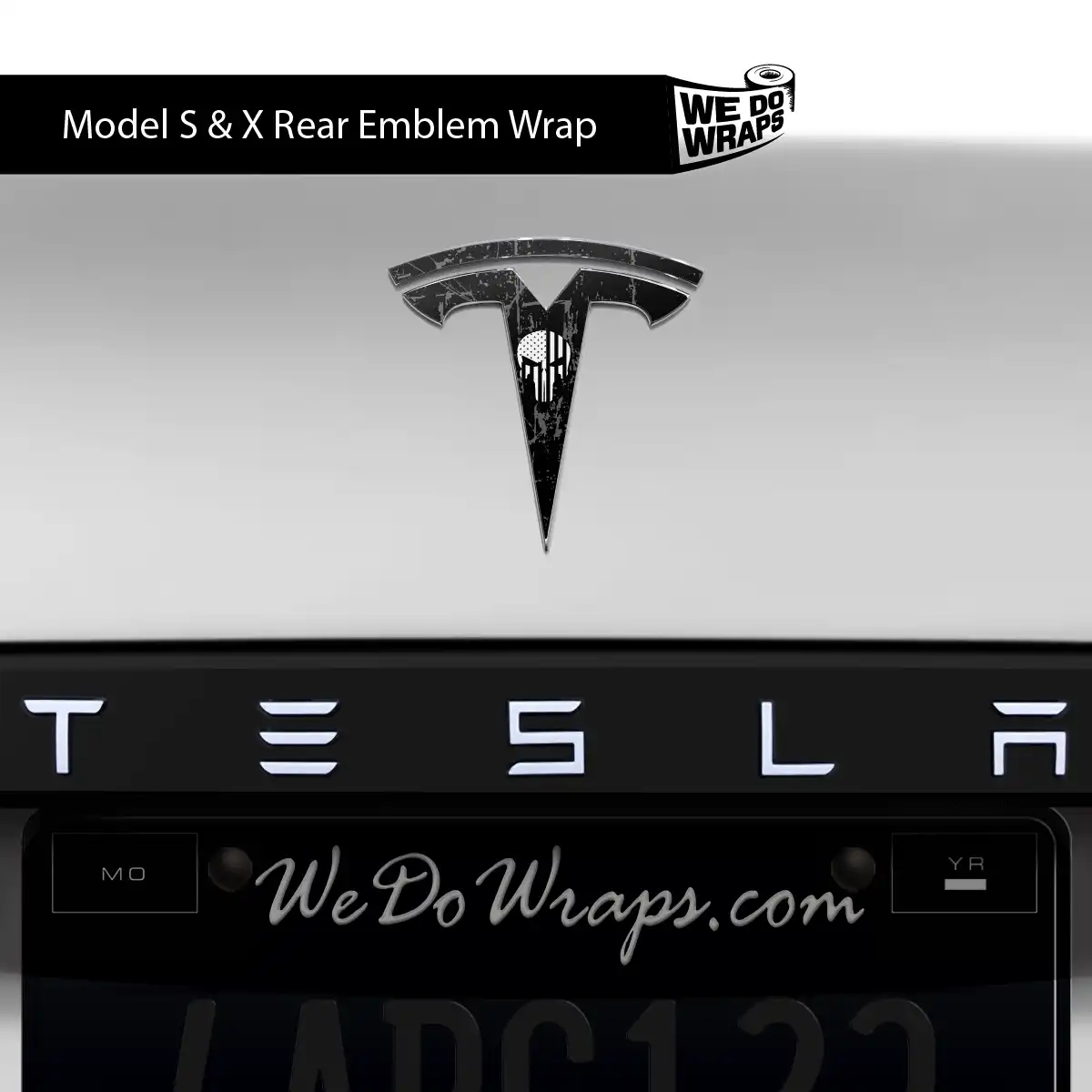 Punisher Skull Tesla Emblem Decals (Front + Back) | Model S