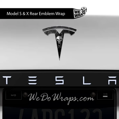 Punisher Skull Tesla Emblem Decals (Front + Back) | Model S