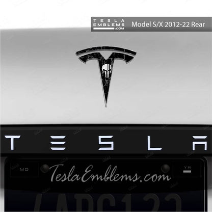 Punisher Tesla Emblem Decals (Front + Back) | Model S