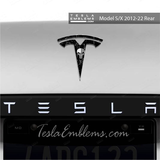 Punisher Tesla Emblem Decals (Front + Back) | Model X