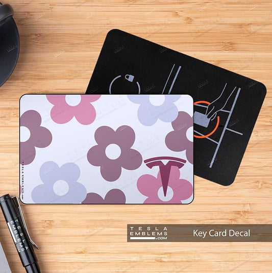 Purple Floral Tesla Keycard Decal