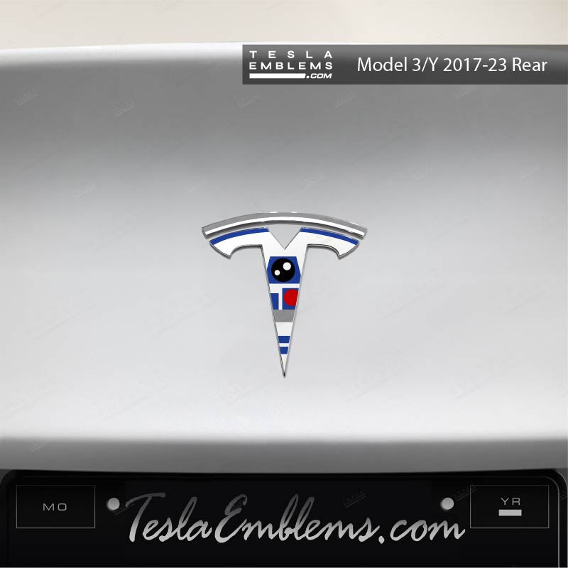 Space Droid Tesla Emblem Decals (Front + Back) | Model 3