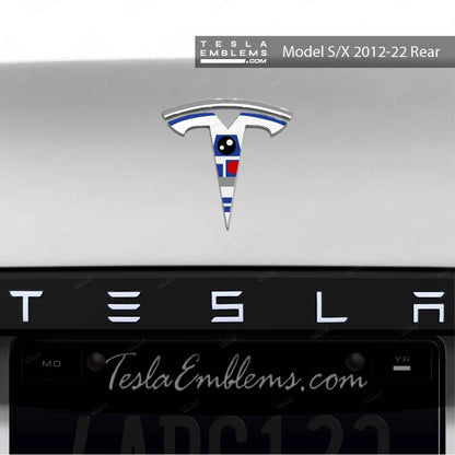 Space Droid Tesla Emblem Decals (Front + Back) | Model X