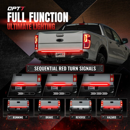 OPT7 Redline Parlux Triple Tailgate Light Bar 60" Bundle for Ford F150 18-20 Easy Connect Harness