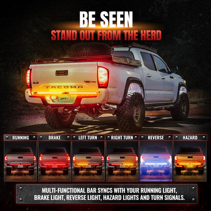 Redline Parlux Triple  Row LED Tailgate Light Bar for Tacoma with Reverse Light, Brake Light & Sequential Turn Signals