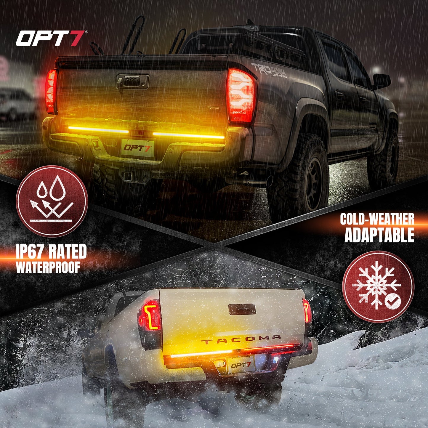 Redline Parlux Triple  Row LED Tailgate Light Bar for Tacoma with Reverse Light, Brake Light & Sequential Turn Signals