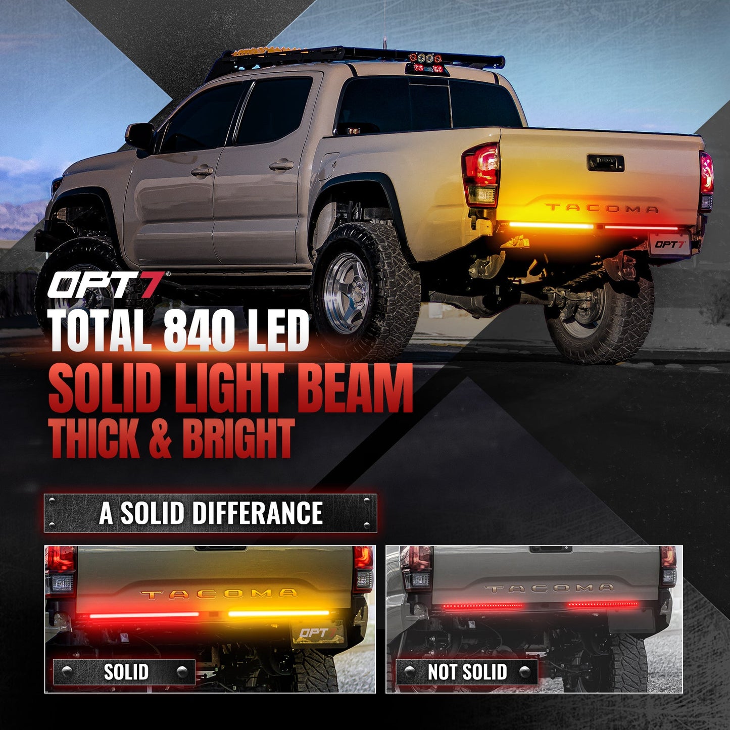 Redline Parlux Triple  Row LED Tailgate Light Bar for Tacoma with Reverse Light, Brake Light & Sequential Turn Signals