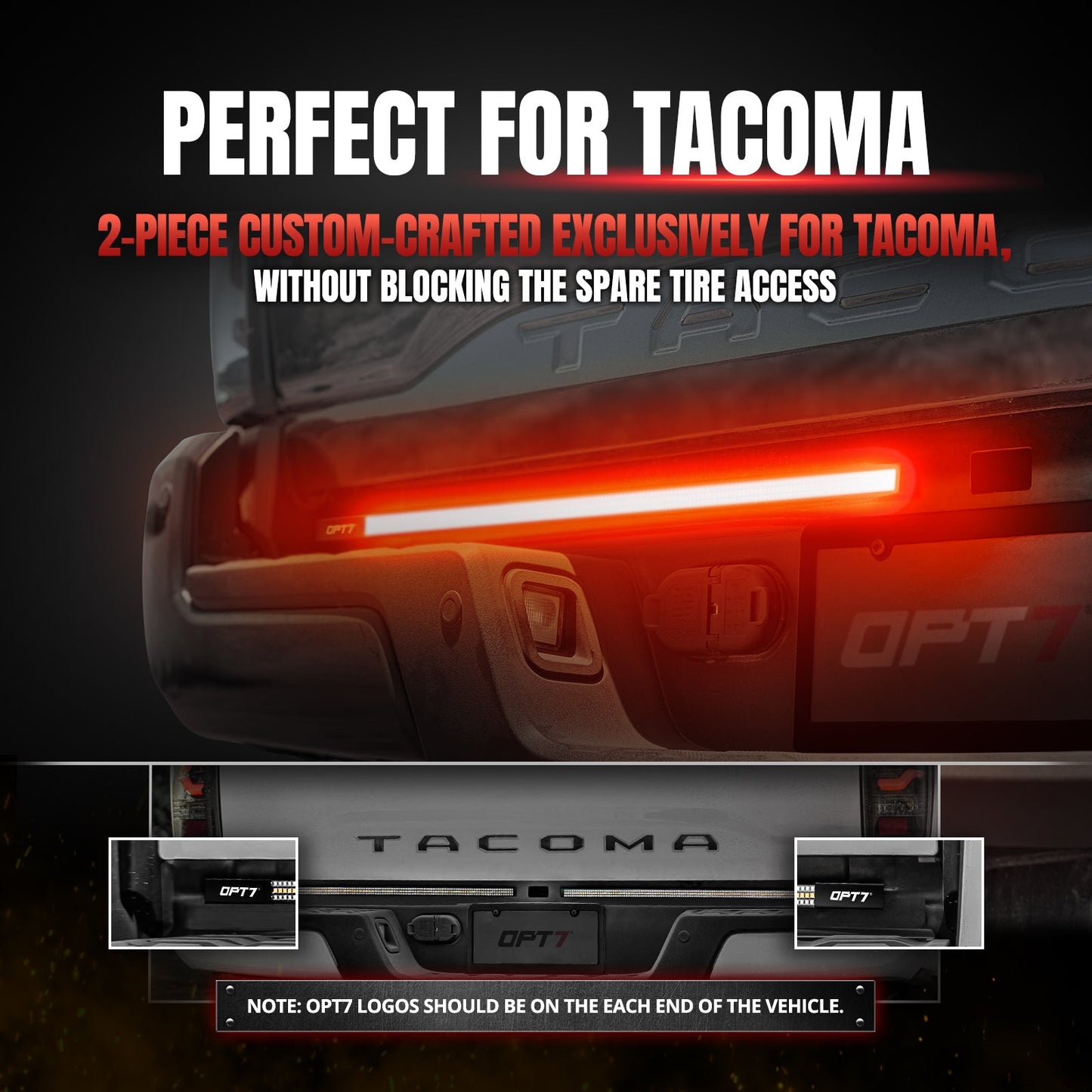 Redline Parlux Triple  Row LED Tailgate Light Bar for Tacoma with Reverse Light, Brake Light & Sequential Turn Signals