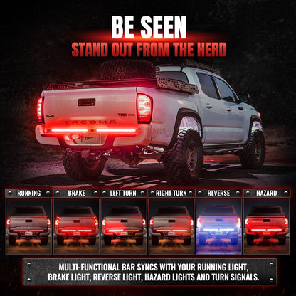 Redline Parlux Triple  Row LED Tailgate Light Bar for Tacoma with Reverse Light, Brake Light & Sequential Turn Signals