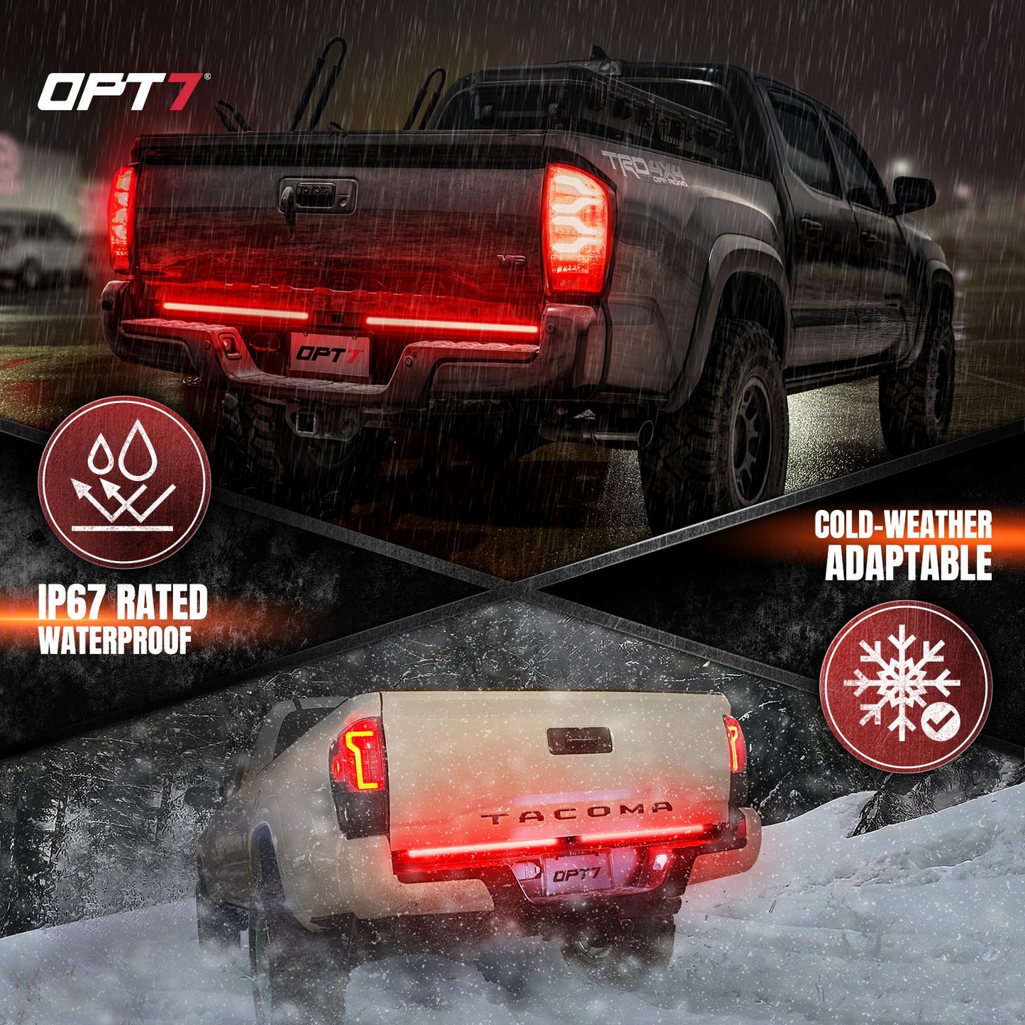 Redline Parlux Triple  Row LED Tailgate Light Bar for Tacoma with Reverse Light, Brake Light & Sequential Turn Signals