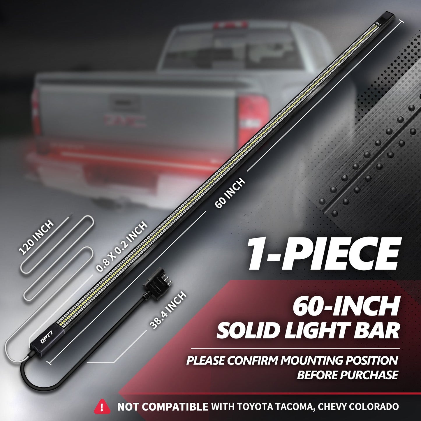 OPT7 Redline Triple Tailgate Light Bar 60" Bundle for Ford F150 15-18 Easy Connect Harness