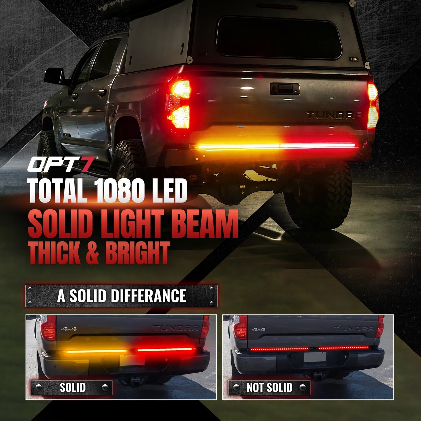 Redline Parlux Triple Row LED Tailgate Light Bar for Tundra with Reverse Light, Brake Light & Sequential Turn Signals