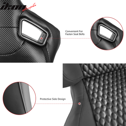 Universal Black Racing Seat with Dual Sliders PU Carbon Leather