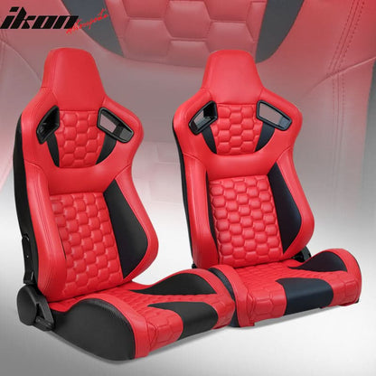 Universal X2 Reclinable Honeycomb Racing Seat + Dual Slider PU Leather