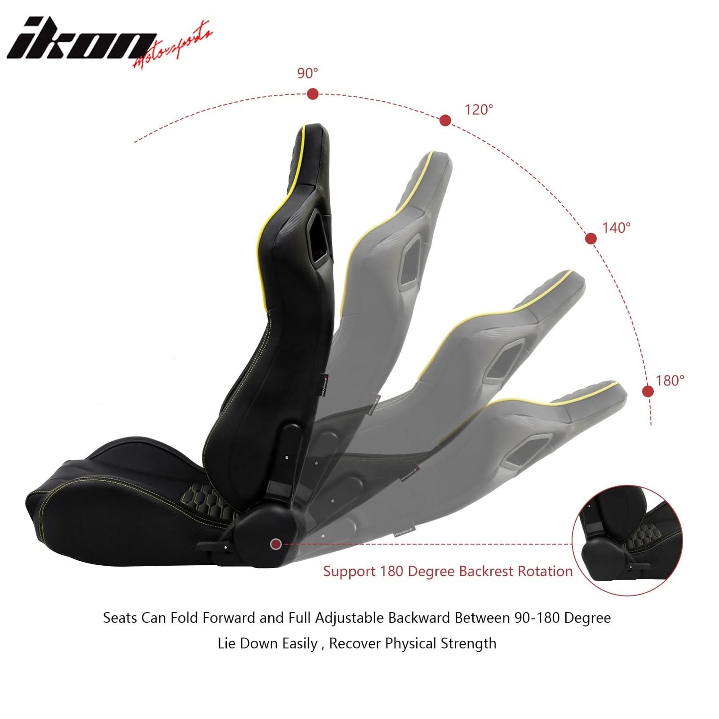 Universal X2 Reclinable Honeycomb Racing Seat + Dual Slider PU Leather