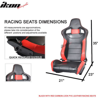 Universal JDM Sport Black Red Racing Seats Carbon Fiber Print