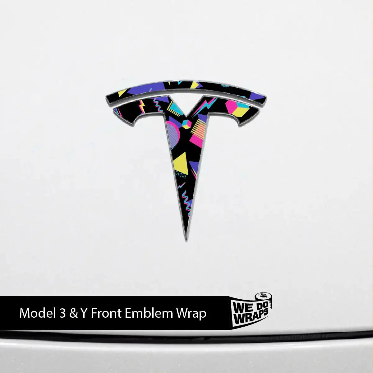Rad 80's Tesla Emblem Decals (Front + Back) | Model Y