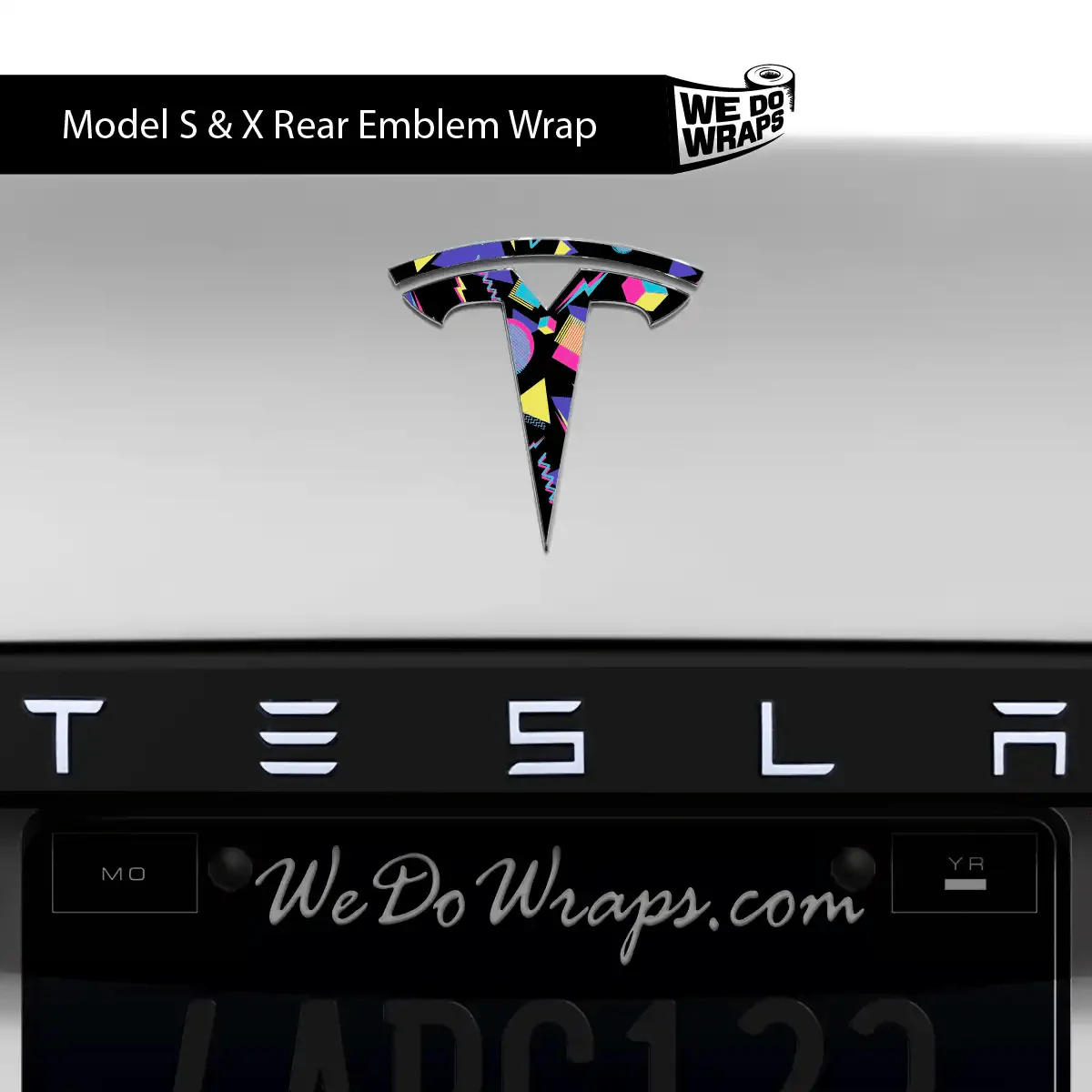 Rad 80's Tesla Emblem Decals (Front + Back) | Model X