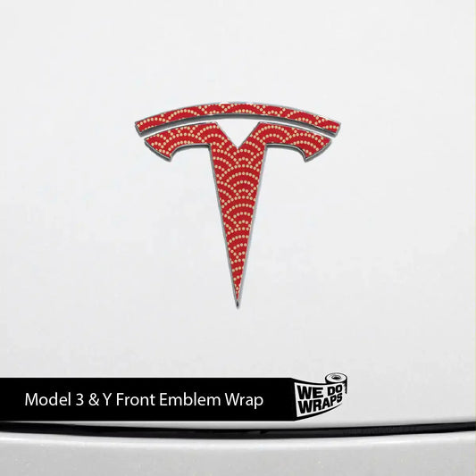 Radial Fan Tesla Emblem Decals (Front + Back) | Model 3