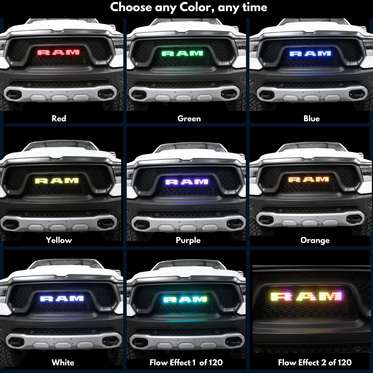 Ram LED Emblem: (Multicolor Flow) 2019-2024