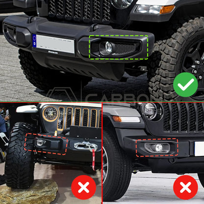 Jeep Gladiator JT & Wrangler JL Front Fog Light Frame Trim Cover – Real Dry Carbon Fiber (Glossy or Matte) 2020–Current